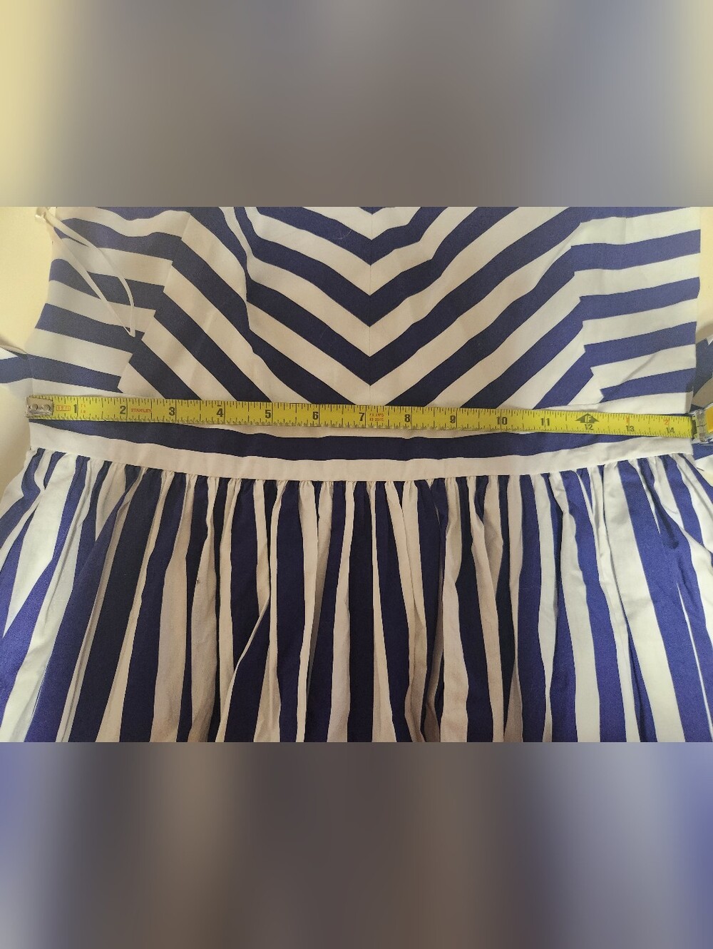 J CREW Blue White Cabana Stripe Ruffle Maxi Dress NWT - Picture 9 of 9